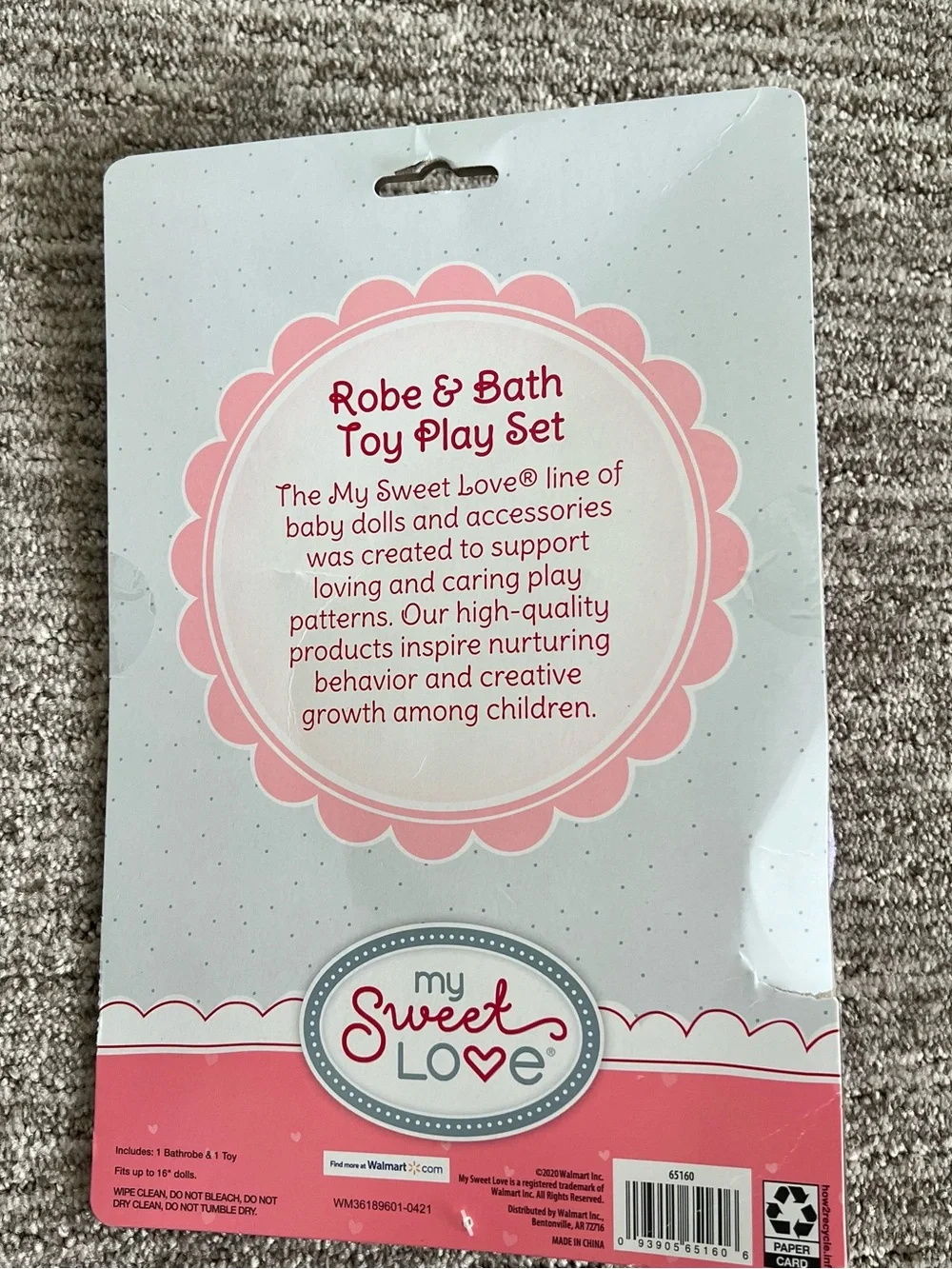 NWT My Sweet Love Doll Robe and Bath Toy Play Set
